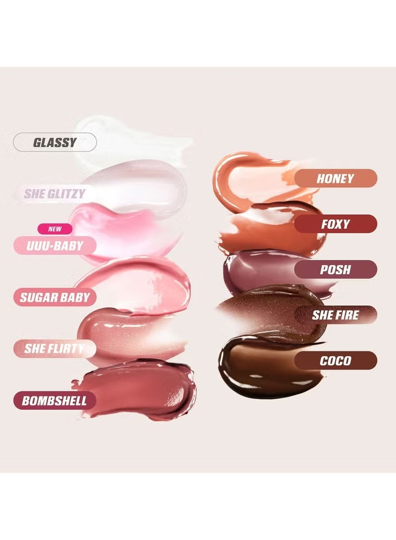 Huda Faux Filler Extra Shine Lip Gloss Sugar Baby - 3.9ml Pink - Image 5